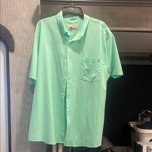 Huk Green Casual Button Down Shirt Lightweight Short Sleeve